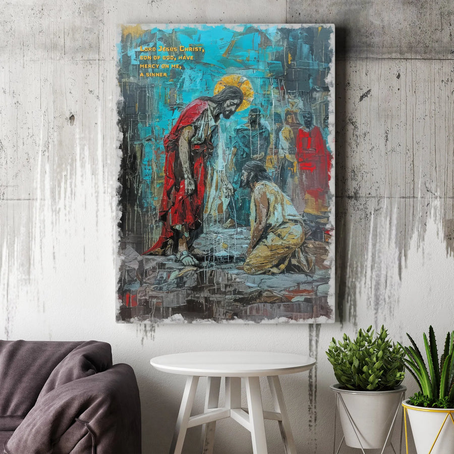 Jesus Prayer Canvas Wall Art | Lord Jesus Christ Son Of God Religious Decor | Premium Gallery Wrap Print | Faithful Christian Home Decor Gift