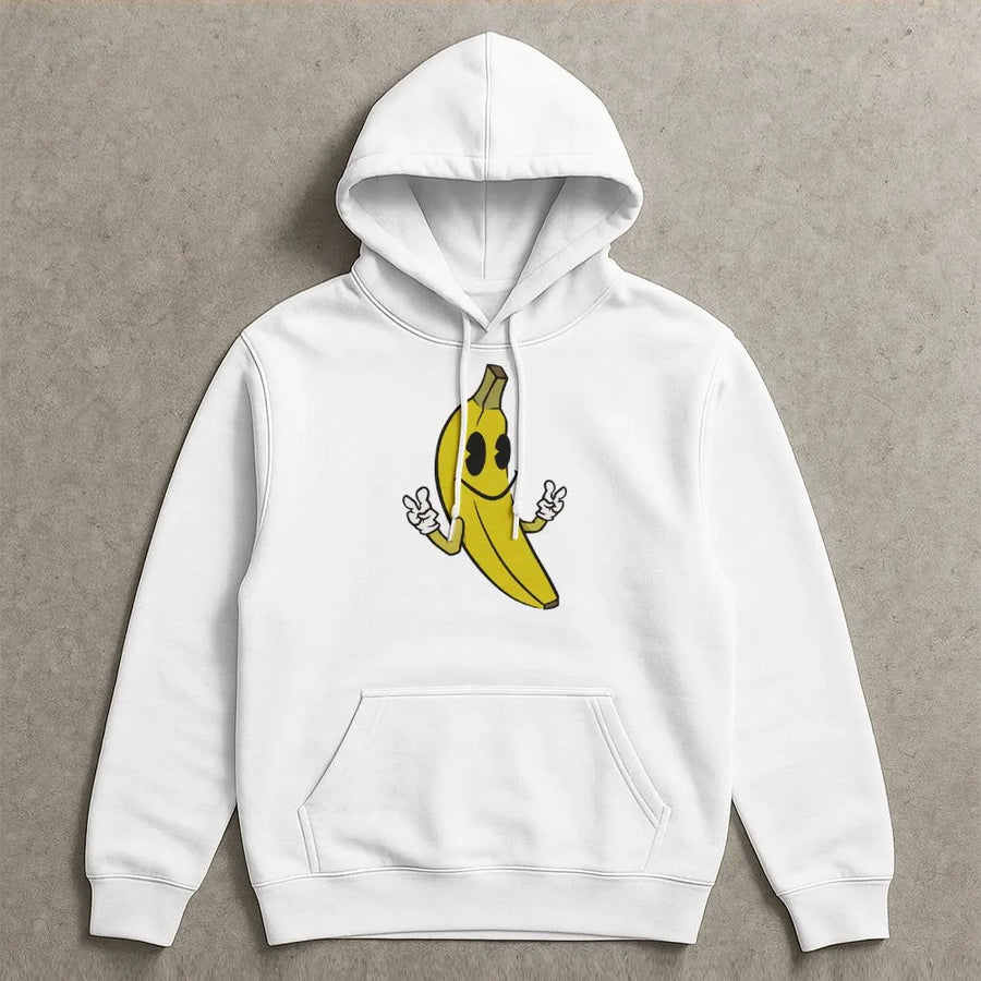 Retro Banana Hoodie | Cute Cartoon Fruit Graphic | Premium Cotton Blend Streetwear | Aesthetic Funny Foodie Gift for Men and Women