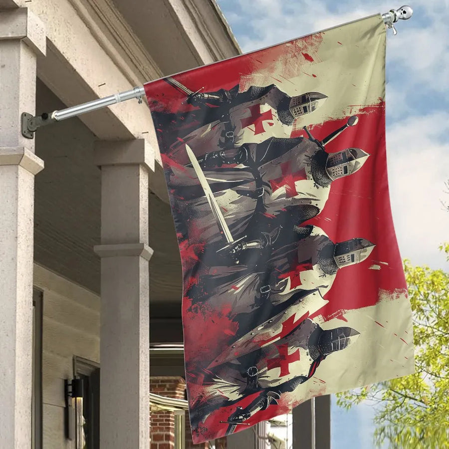 England Crusader House Flag | St George Cross Knights Graphic | Premium Weather Resistant Polyester Banner | Patriotic Gift for History Buffs