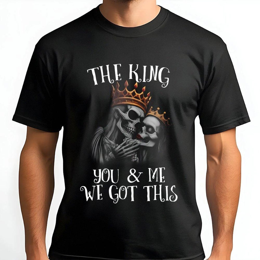 Skull Couple T-Shirt | Matching Skeleton King and Queen Design | Premium Cotton Graphic Tee | Romantic Gift for Couples Valentine Anniversary