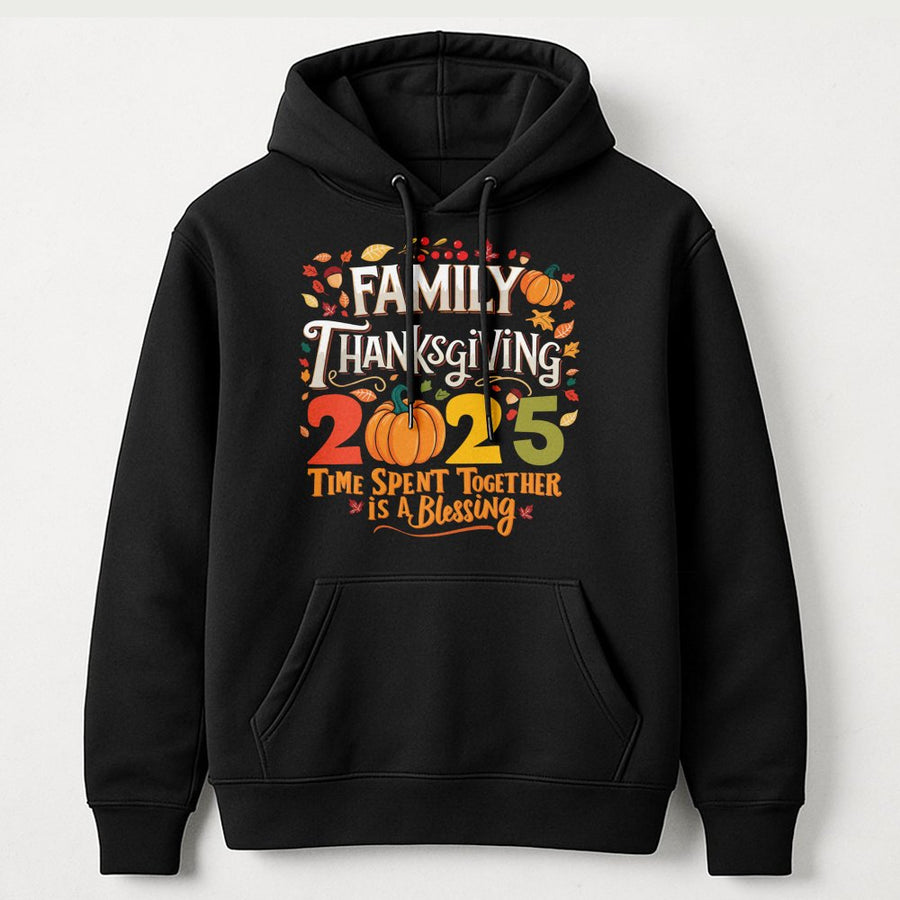 Family Thanksgiving 2025 Hoodie | Retro Pumpkin Fall Graphic | Premium Cotton Blend | Matching Autumn Gathering Gift For Family