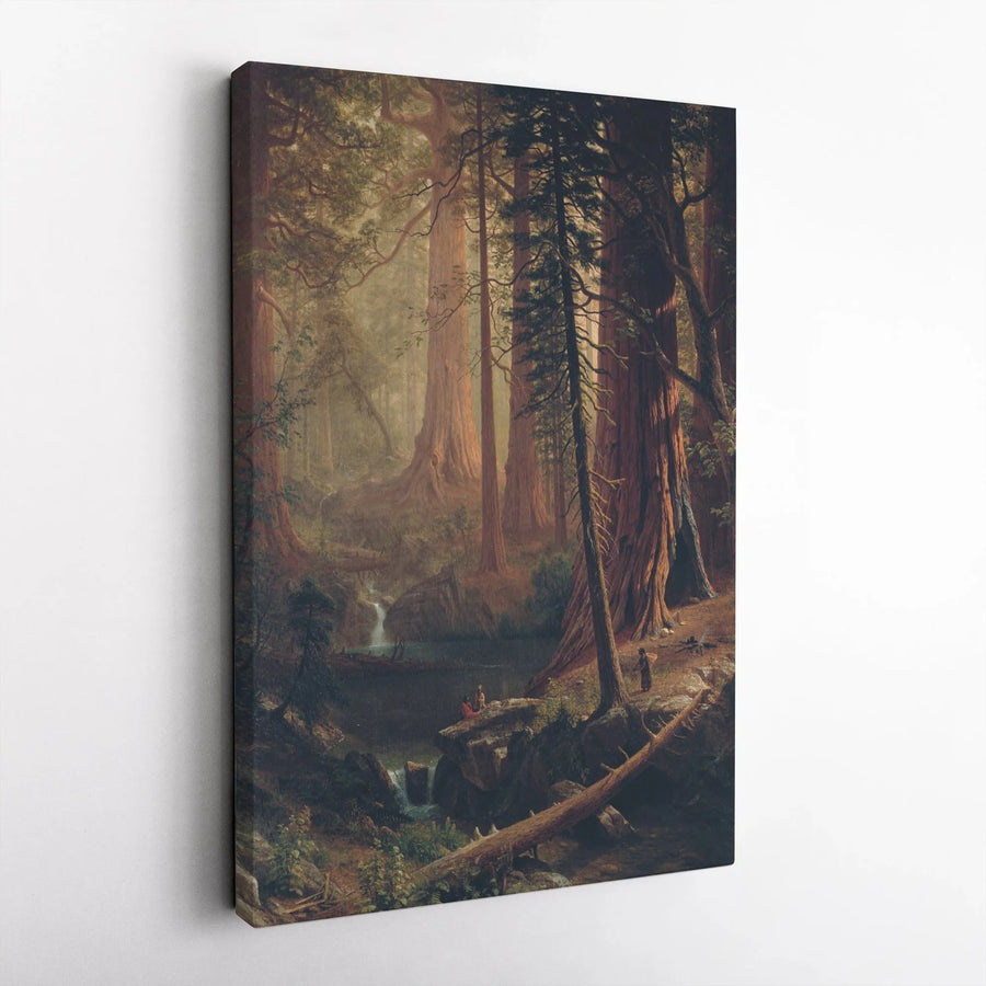 Redwood Forest Canvas Wall Art | Vintage Landscape Painting with Giant Sequoias | Premium Gallery Wrapped Canvas | Rustic Cabin & Lodge Decor Gift
