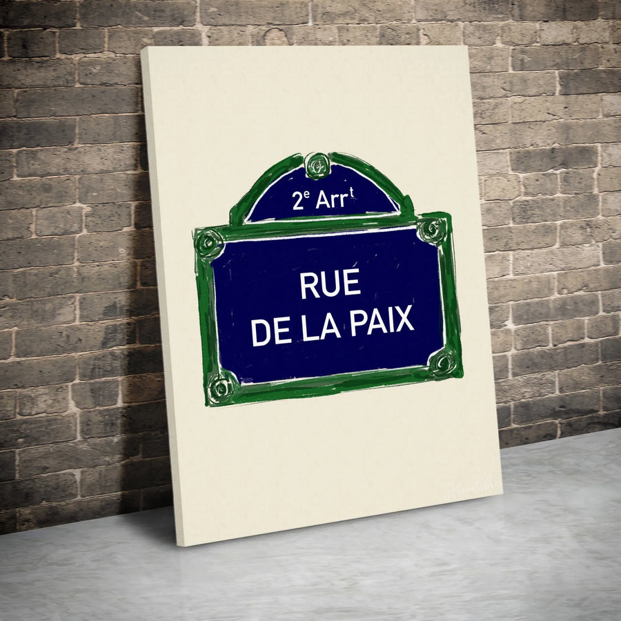 Rue de la Paix Paris Street Sign Canvas | Vintage French Aesthetic Wall Art | Premium Gallery Wrapped Decor | Travel Lover Gift