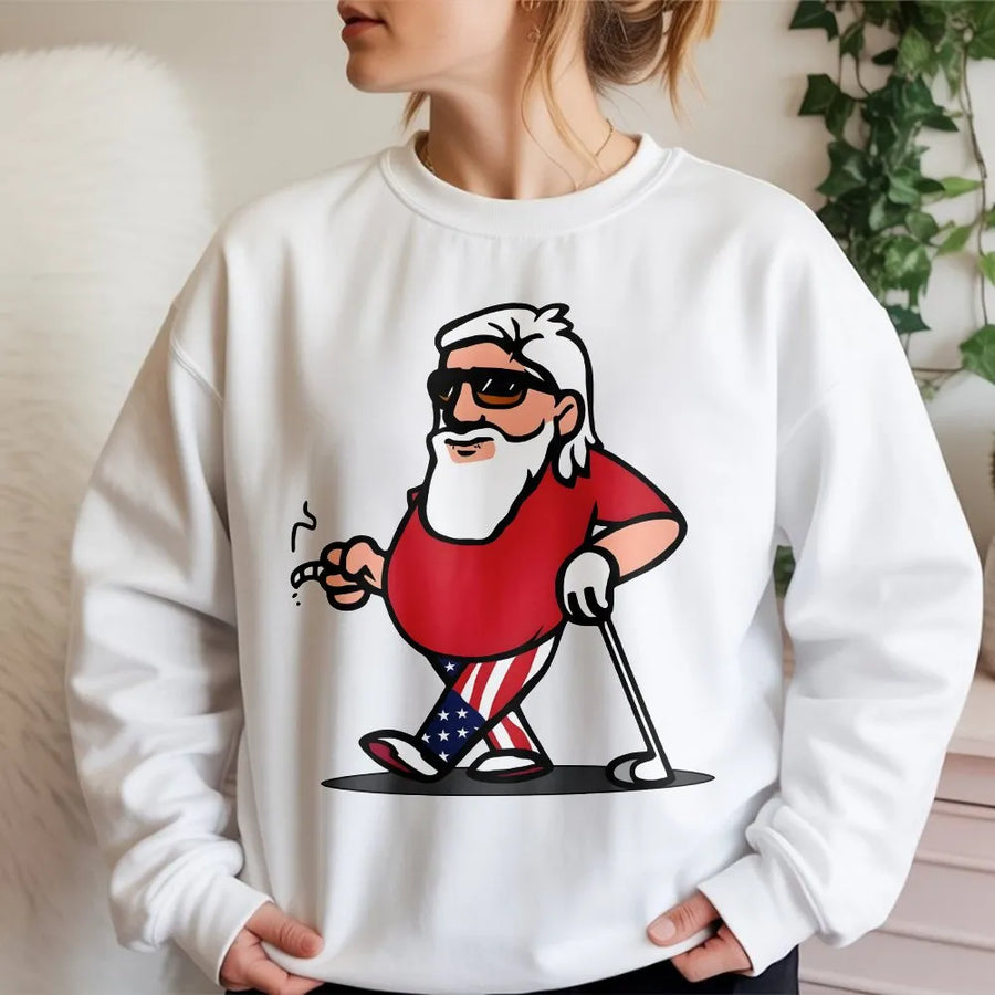 Grip It & Rip It Golf Sweatshirt | Funny Patriotic Golfer with USA Flag Pants | Premium Cotton Blend | Humor Gift for Dad, Grandpa