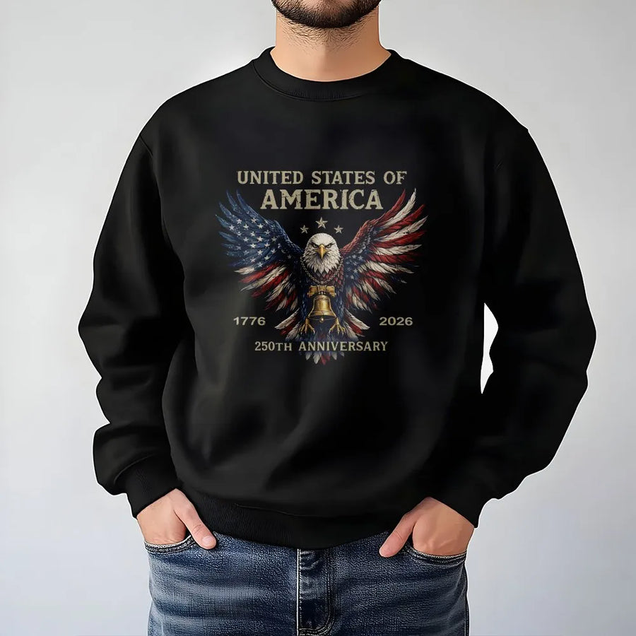 America 250th Anniversary Sweatshirt | Patriotic Eagle Flag Graphic | Premium Cotton Tee | 4th of July Independence Day Gift