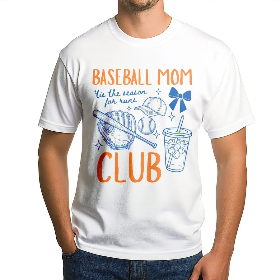 Baseball Mom Club T-Shirt | Cute Sports Mama Game Day Sweatshirt | Premium Fleece | Gift for Team Mom, Bleacher Season Apparel