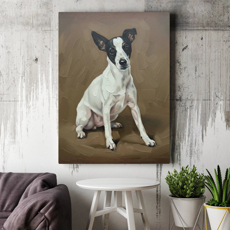 Jack Russell Terrier Canvas Wall Art | Textured Oil Painting Style Print | Premium Gallery Wrapped Canvas | Gift for Dog Lover