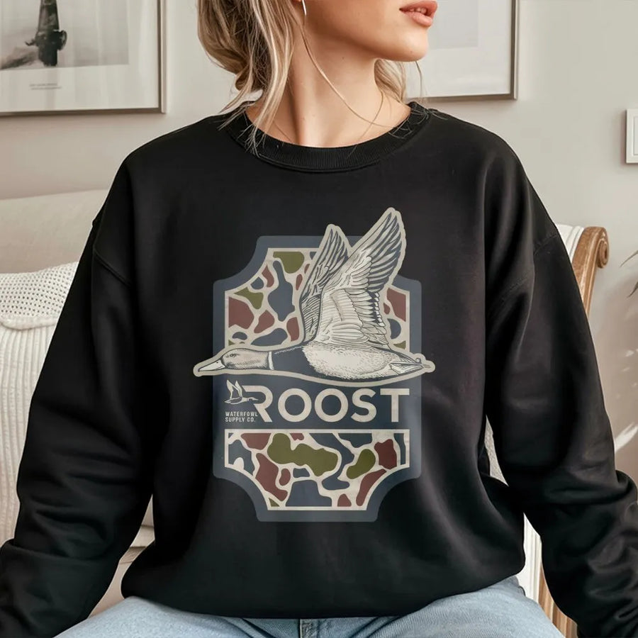Duck Hunting Sweatshirt | Flying Mallard Camo Graphic | Premium Cotton Blend | Gift for Hunters and Outdoorsmen