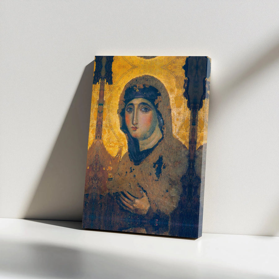 Virgin Mary Canvas Wall Art | Byzantine Icon Portrait | Premium Gallery-Wrapped Print | Religious Christian Home Decor Gift