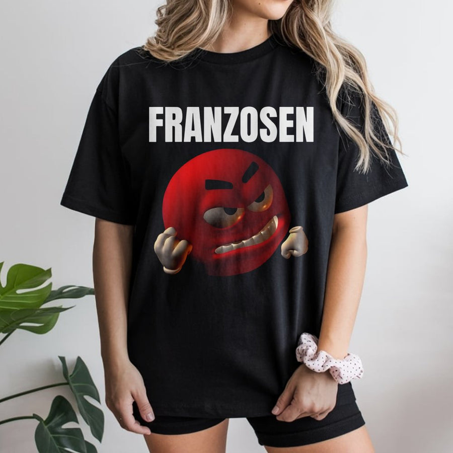 Franzosen T-Shirt | Angry Red Emoji Meme Graphic | 100% Cotton Premium Unisex Tee | Funny German Internet Humor Gift