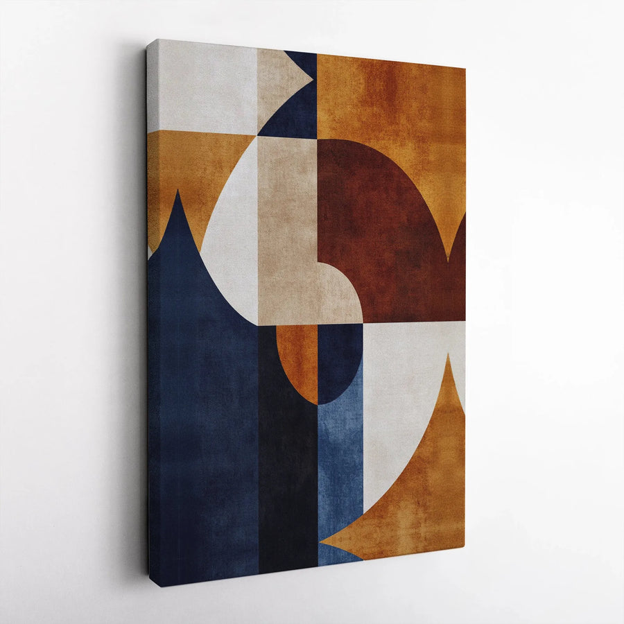Mid Century Modern Abstract Canvas Art | Geometric Shapes Wall Decor | Premium Fade-Resistant Print | Gallery Wrapped Gift for Home Office