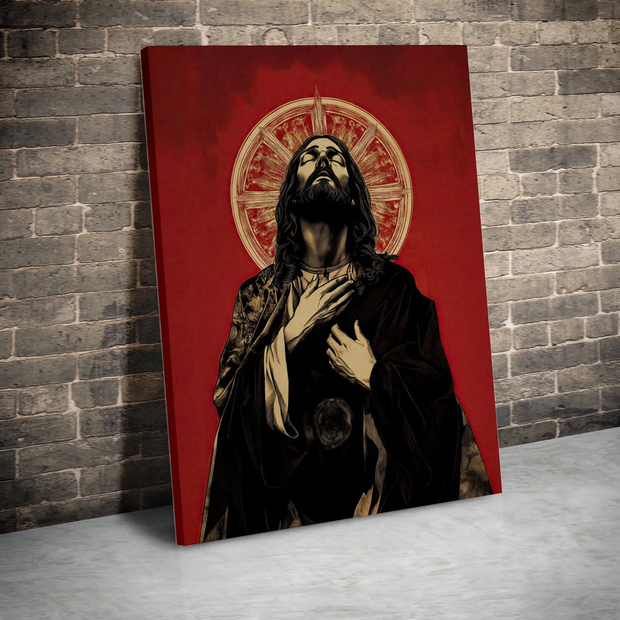Jesus Christ Portrait Canvas | Religious Wall Art with Gold Halo | Premium Gallery Quality Print | Inspirational Home Decor Gift