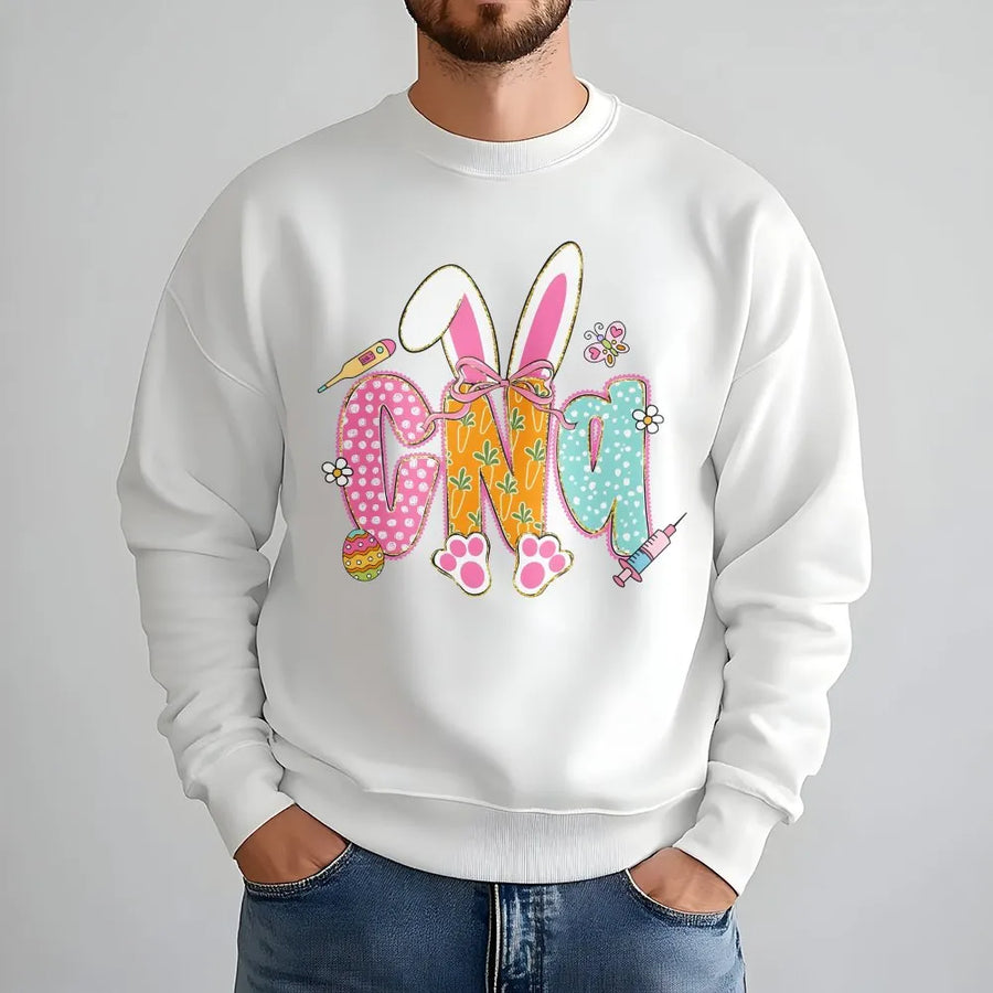 Nurse Easter Sweatshirt | Stethoscope Bow Graphic Print | Premium Cotton Blend | Gift for RN CNA Healthcare Workers