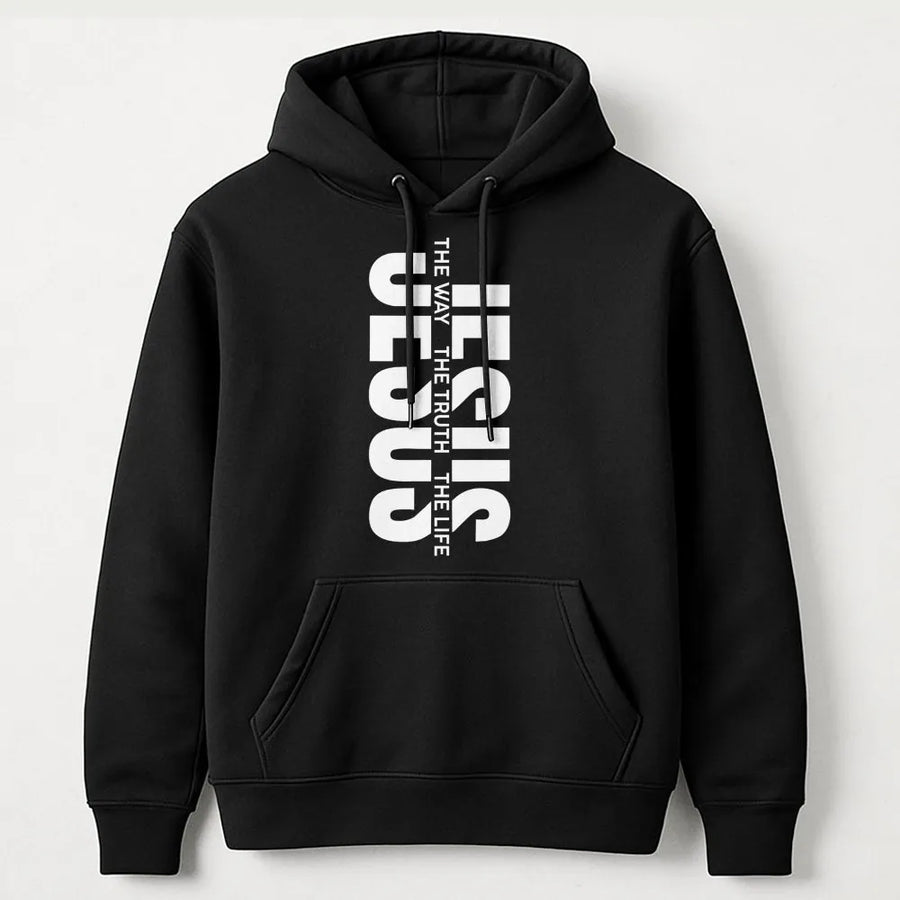 Jesus The Way The Truth The Life Hoodie | Minimalist Christian Graphic Sweatshirt | Premium Cotton Blend | Faith-Based Religious Apparel Gift