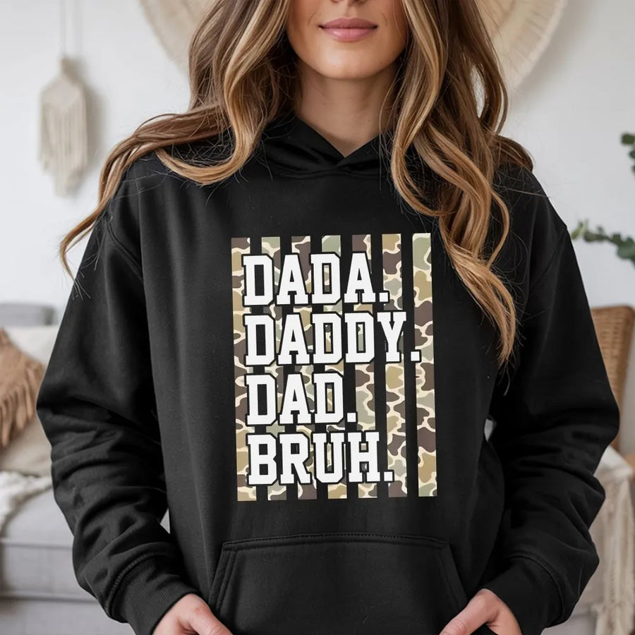 Dad Bruh Hoodie | Camouflage Dad Quote Graphic | Premium Cotton Blend | Funny Father's Day Gift for Him