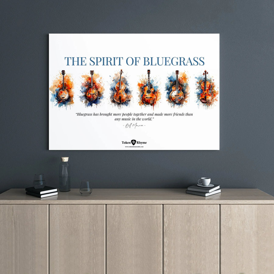 Bluegrass Music Wall Art | Watercolor Musical Instruments Gallery Wrap | Premium Stretched Canvas Print | Gift for Musician or Music Lover