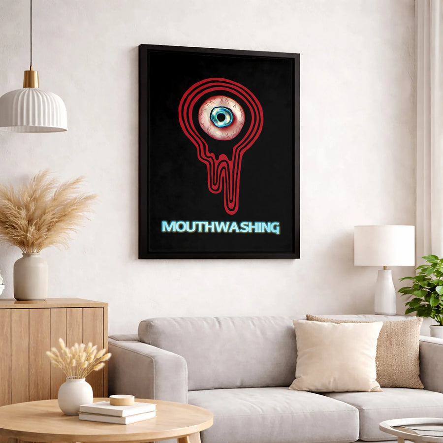 Mouthwashing Surreal Eyeball Canvas Art | Dripping Red Eye Graphic Print | Premium 1.25" Gallery Wrap | Edgy Home & Office Decor Gift