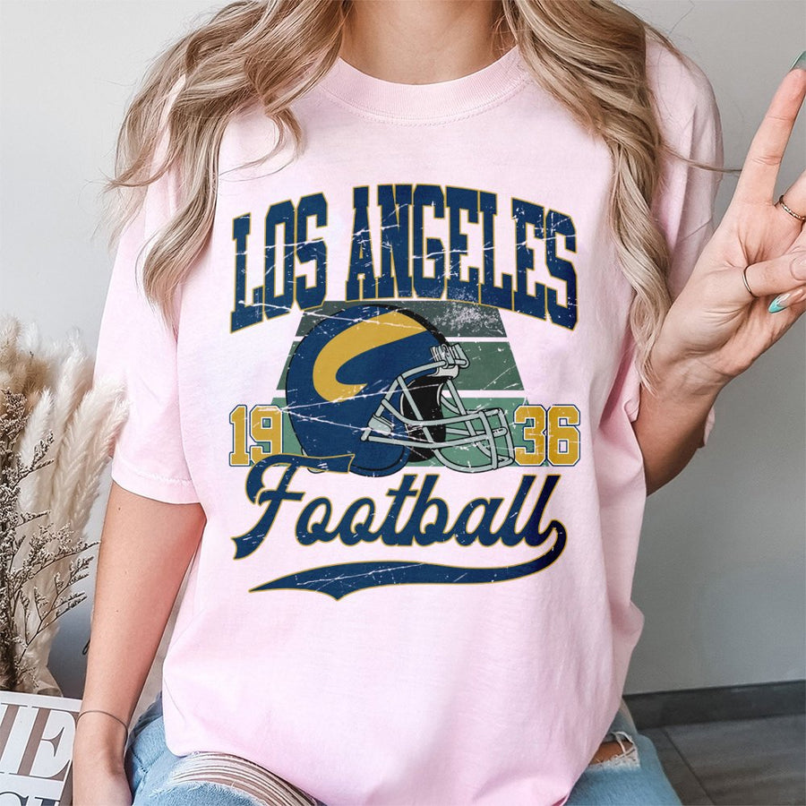 Los Angeles 1936 Football With A Vintage Los Angeles Rams Football Helmet T-Shirt