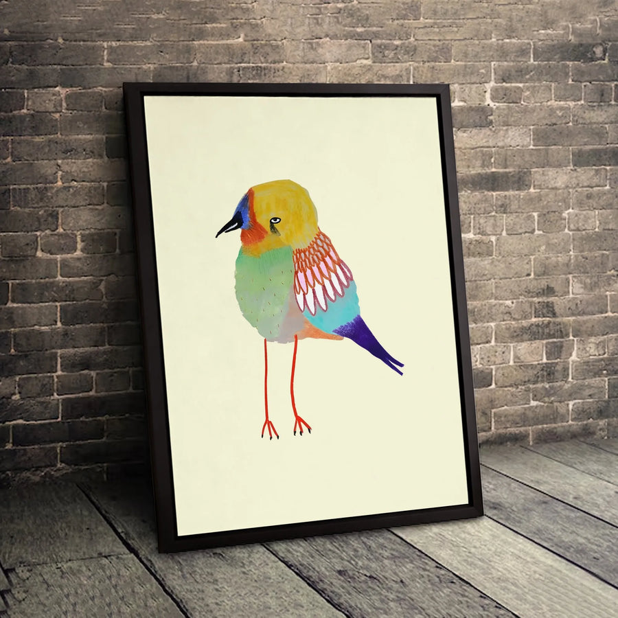 Colorful Bird Canvas Print | Whimsical Abstract Animal Wall Art | Premium Gallery-Wrapped Decor | Unique Gift for Bird Lovers