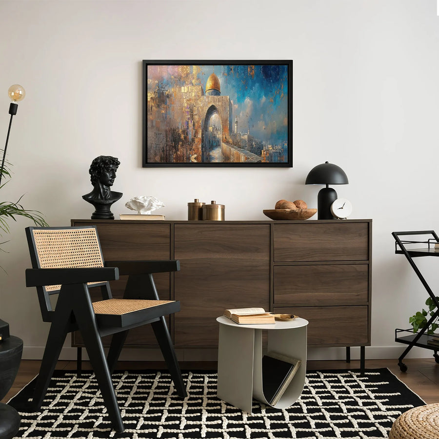 Jerusalem Wall Art | Dome Of The Rock Abstract Canvas | Premium Gallery-Wrapped Print | Islamic Home Decor & Spiritual Gift