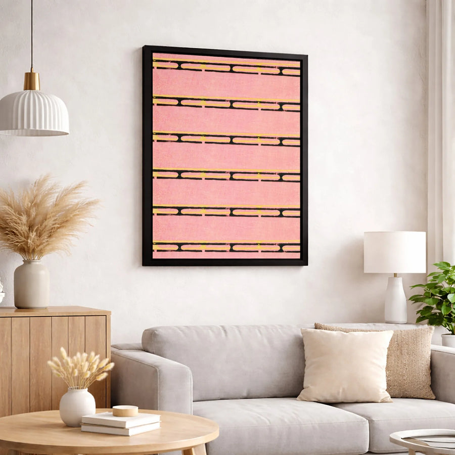 Pink and Yellow Abstract Canvas | Geometric Striped Minimalist Art | 1.25 Inch Gallery Wrap | Modern Wall Decor for Home Office