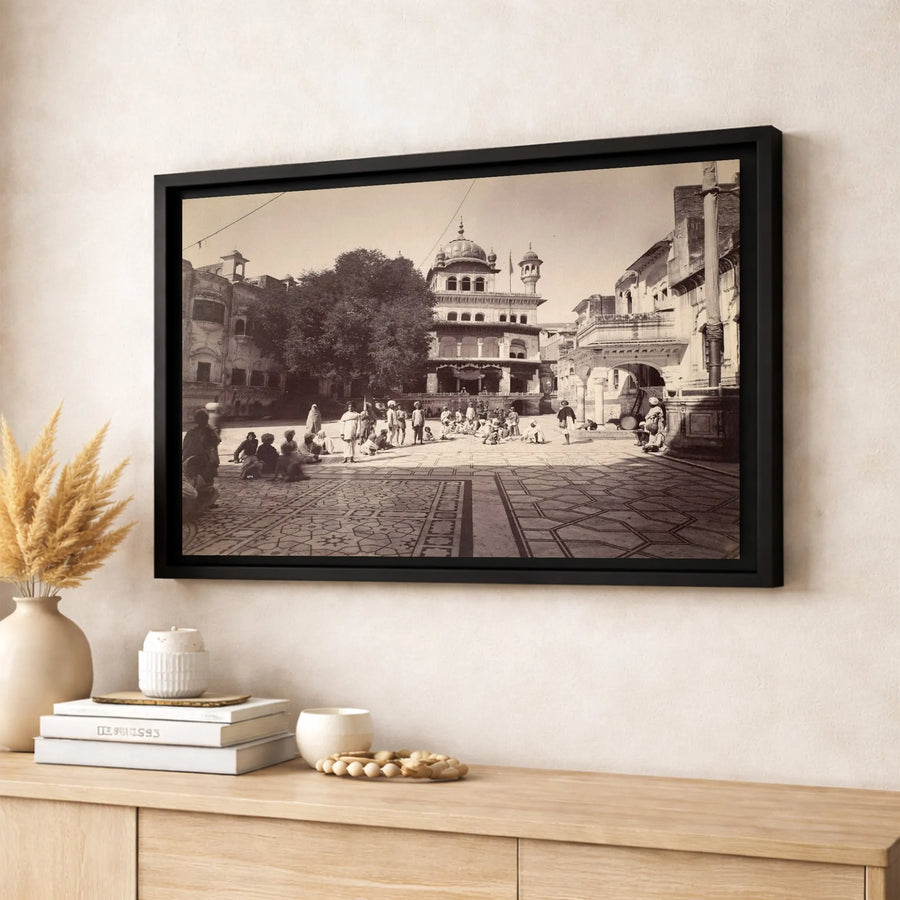 Akal Takht Golden Temple Print | Vintage 1880s Amritsar Photography | Premium Gallery Canvas | Sikh Heritage Home Decor Gift
