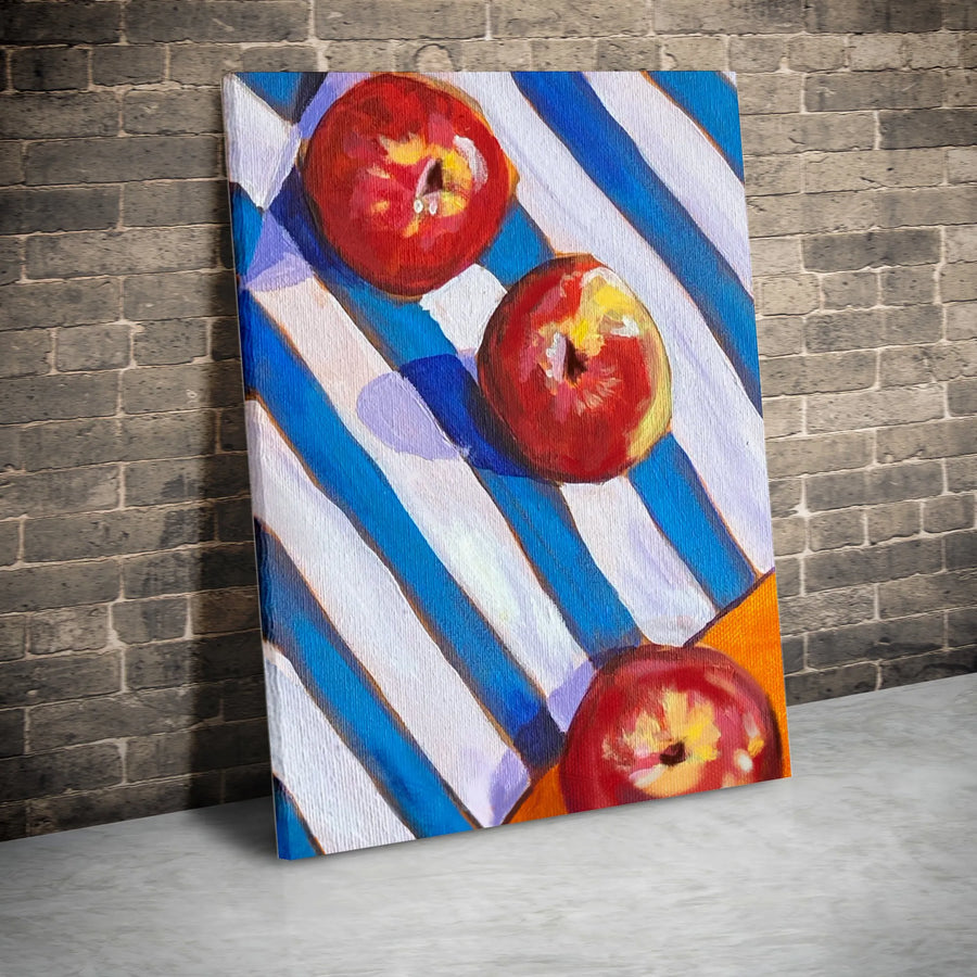 Apple Painting Canvas Wall Art | Modern Still Life Fruit Painting | Thick Gallery Wrap Canvas | Kitchen & Dining Room Decor Gift