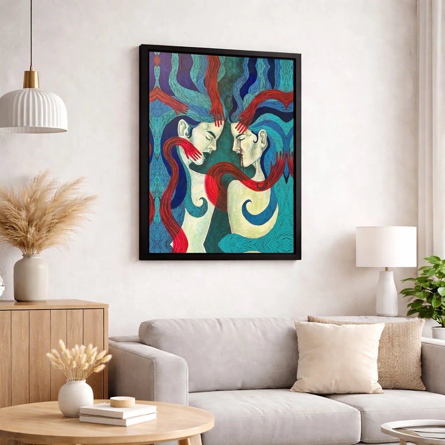 Surreal Expressionist Canvas Print | Moody Abstract Women Art | 1.25-Inch Premium Gallery Profile | Statement Wall Decor for Modern Home