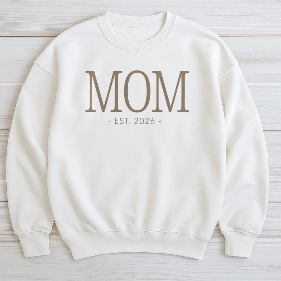 Mom Est 2026 Sweatshirt | Minimalist Pregnancy Announcement Crewneck | Cozy Unisex Pullover | Gift for Expecting Mother