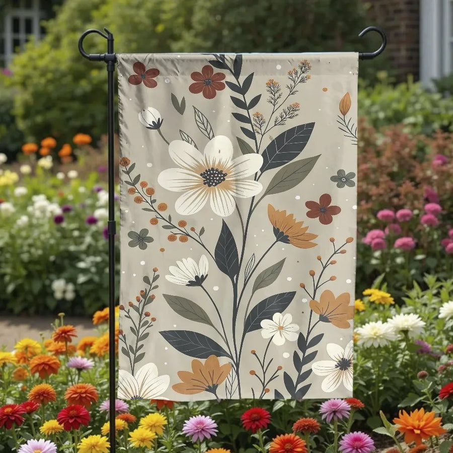 Vintage Floral Garden Flag | Double Sided Retro Boho Flower Design | Weatherproof Premium Polyester Yard Decor | Charming Spring Summer Housewarming Gift