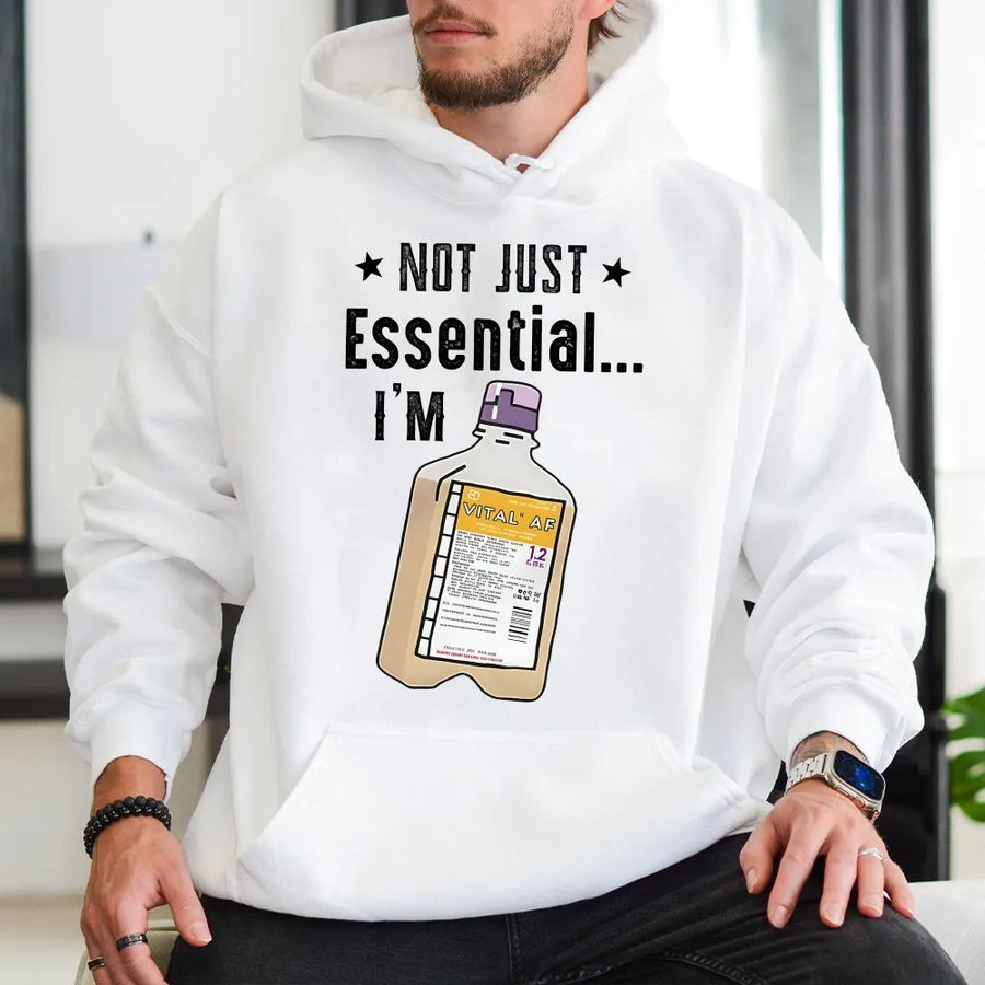 Vital AF Hoodie | Funny Dietitian Nutrition Graphic Sweatshirt | Cotton Blend Premium Apparel | Gift for ICU Nurse, RD, RN or Essential Worker