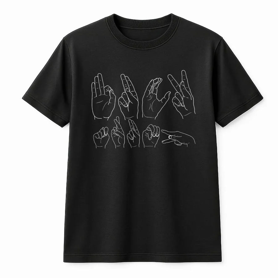 ASL Sign Language Graphic Tee | Statement Hand Signs | Premium Cotton Unisex Shirt | Subtle Resist Gift for Activists