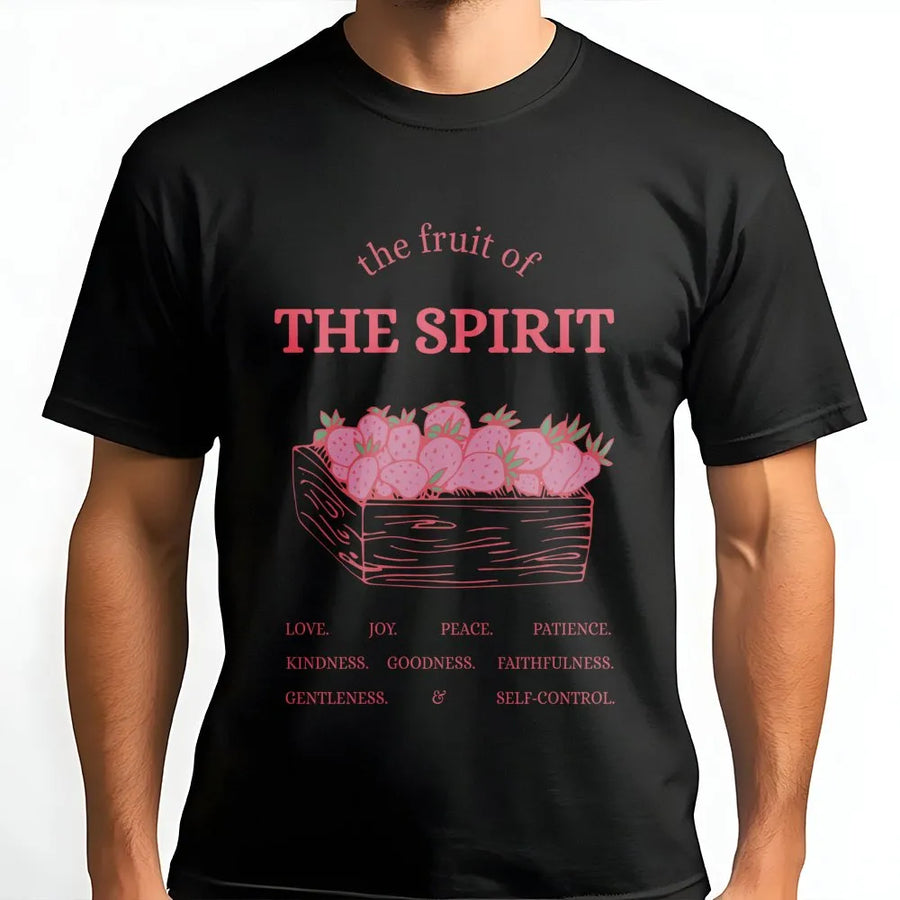 Fruit Of The Spirit T-Shirt | Strawberry Basket Graphic | 100% Cotton Premium Tee | Christian Faith Apparel Gift For Women And Men
