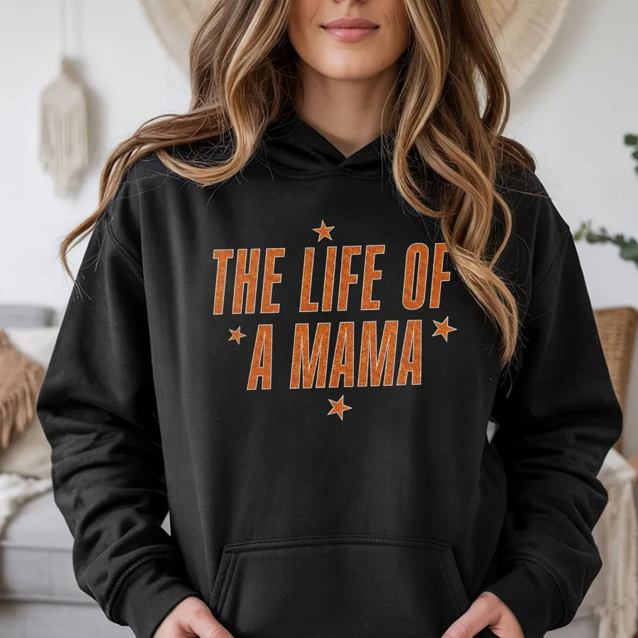 Life Of A Mama Hoodie | Distressed Star Graphic Text | Premium Cotton Blend | Gift For Mom, Birthday Gift, Casual Mother's Day 2026 Present