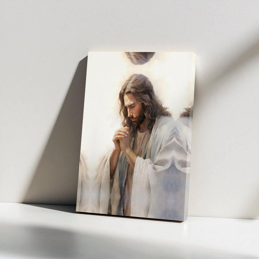 Jesus Christ Praying Canvas Wall Art | Serene Religious Portrait | Premium 1.25" Gallery Wrap | Inspirational Christian Home Decor Gift