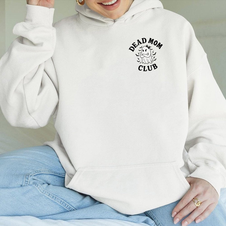 Dead Mom Club Hoodie | Funny Ghost Graphic Design | Premium Cotton-Blend Pullover | Dark Humor Gift for Her