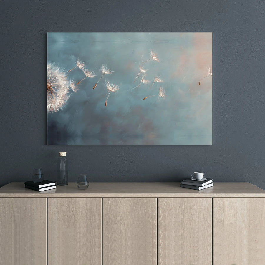 Dandelion Canvas Wall Art | Abstract Blowing Seeds Floral Print | Premium Gallery Wrap 1.25" Frame | Modern Home & Office Decor Gift