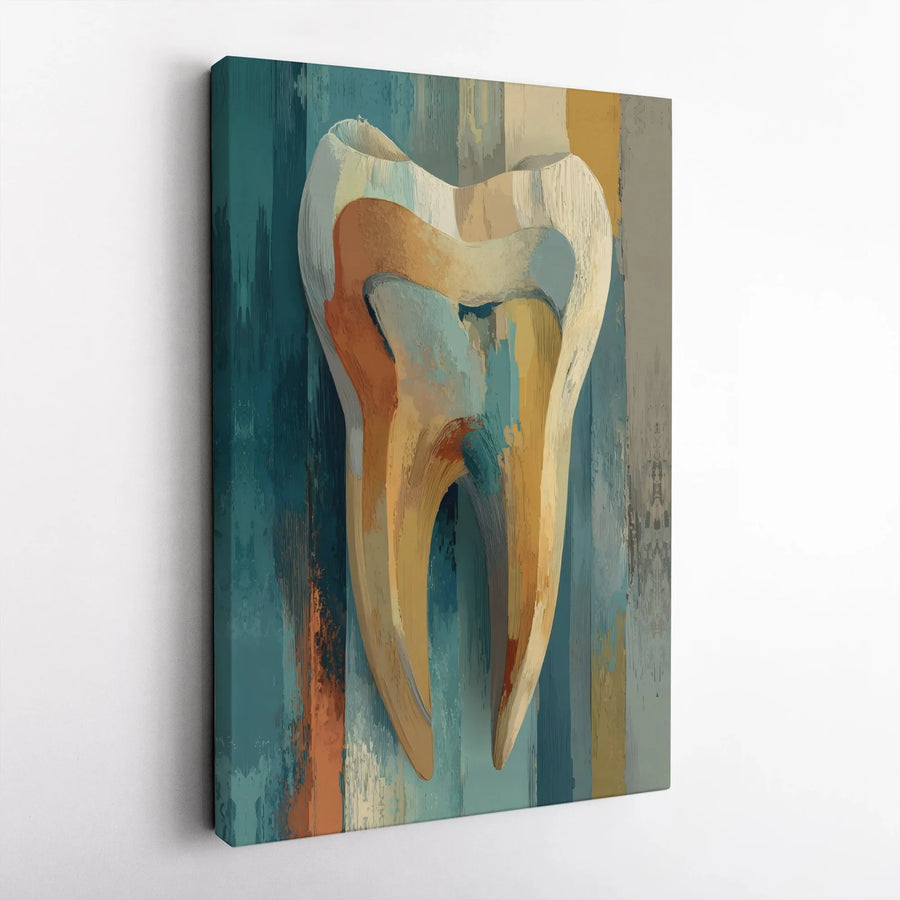 Abstract Tooth Canvas Wall Art | Modern Painterly Dental Illustration | Premium Canvas Print | Unique Gift for Dentist Office Decor