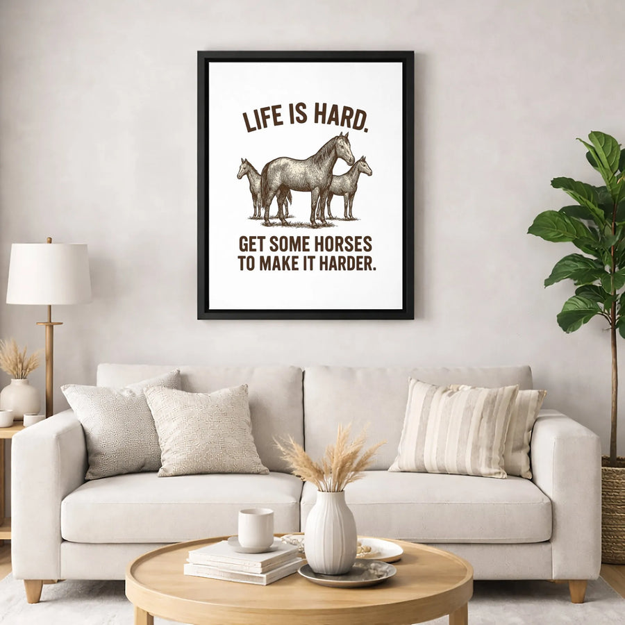 Horse Lover Wall Art | Funny Equestrian Quote Print | Premium Gallery Wrapped Canvas | Gift for Horse Owners