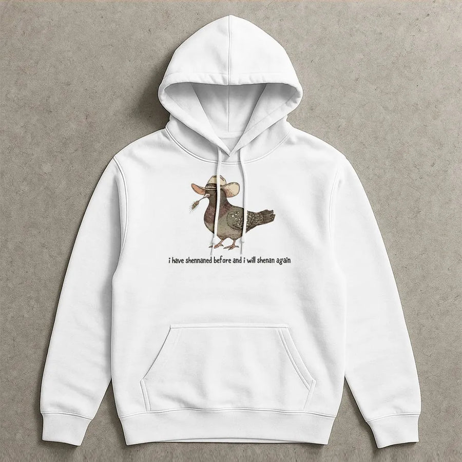 Cowboy Pigeon Hoodie | Funny Shenanigans Quote Sweatshirt | Premium Cotton Blend | Gift for Western Bird Lover