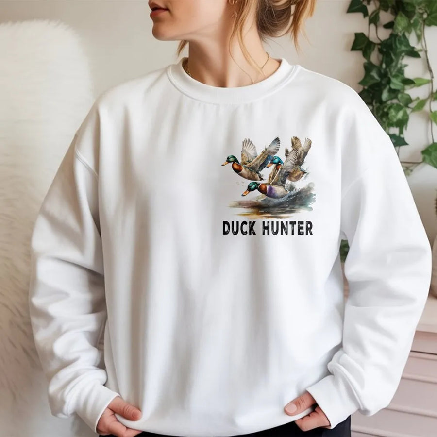 Duck Hunter Sweatshirt | Realistic Mallard Flight Art | Premium Cotton Blend Crewneck | Gift for Outdoorsmen and Waterfowl Hunters