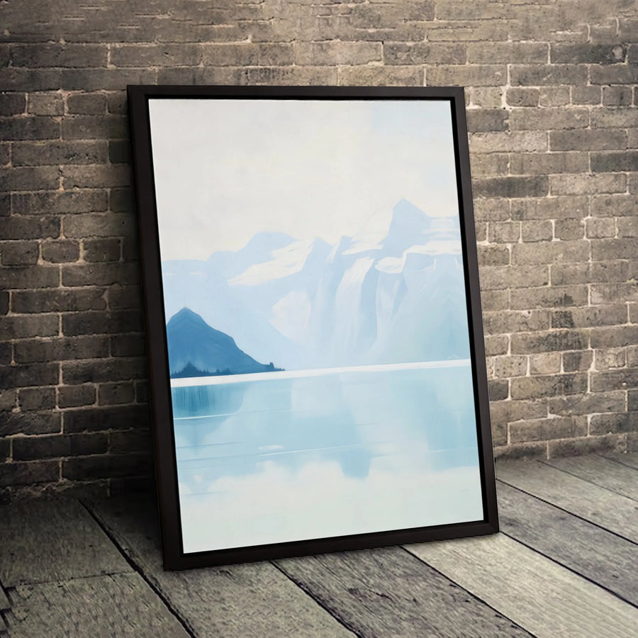 Abstract Mountain Lake Canvas Wall Art | Serene Blue Landscape Print | 1.25-Inch Premium Gallery Wrap | Modern Minimalist Home Decor Gift