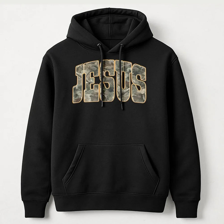 Jesus Hoodie | Camo Faith Graphic Print | Premium Soft Cotton Blend | Religious Christian Gift for Men and Women