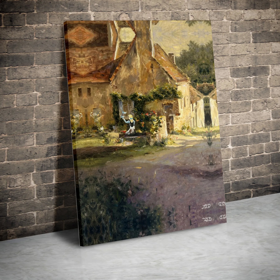 French Countryside Canvas Wall Art | Impressionist Village Scene Painting | Premium Gallery Wrapped Canvas | Housewarming Gift for Living Room Decor
