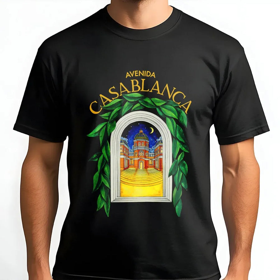Vintage Casablanca T-Shirt | Mediterranean Architecture Art Graphic | Premium Unisex Pullover | Morocco Travel Gift for City Lovers