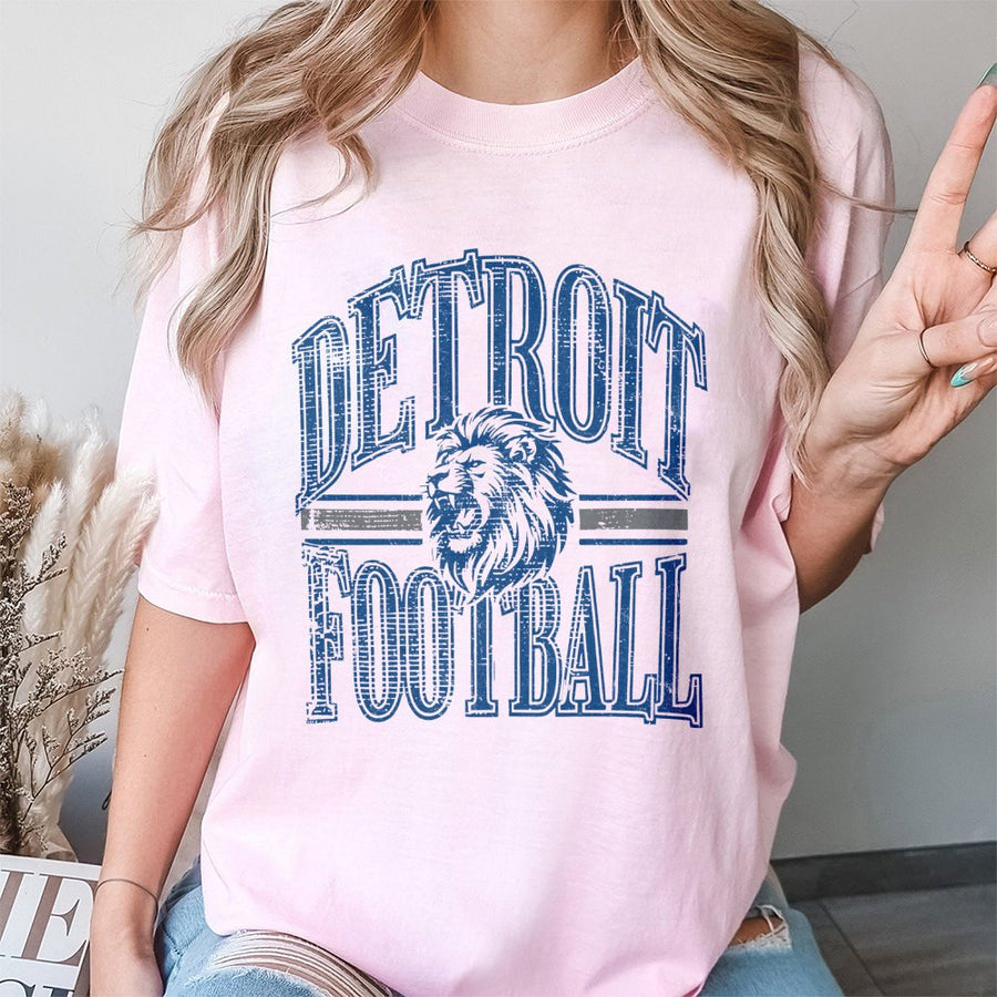 Detroit Football With Roaring Lion Mascot T-Shirt