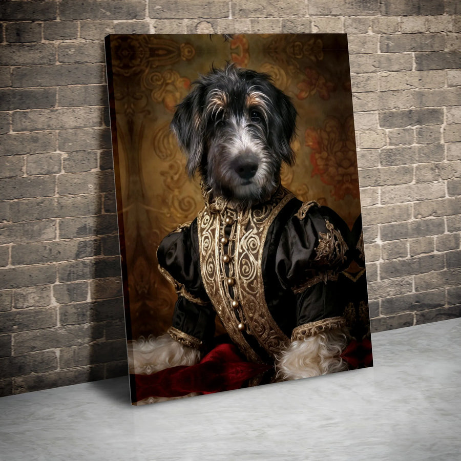 Regal Dog Portrait Canvas | Renaissance Noble Scruffy Dog Wall Art | Premium 1.25-Inch Gallery Wrap | Unique Pet Lover Gift Decor