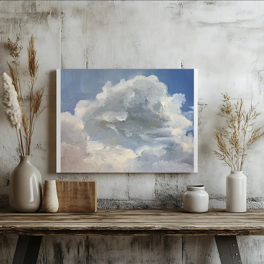 Cloud Painting Canvas Print | Textured Impressionist Sky Art | Premium 1.25" Thick Gallery Wrap | Living Room & Bedroom Wall Decor Gift