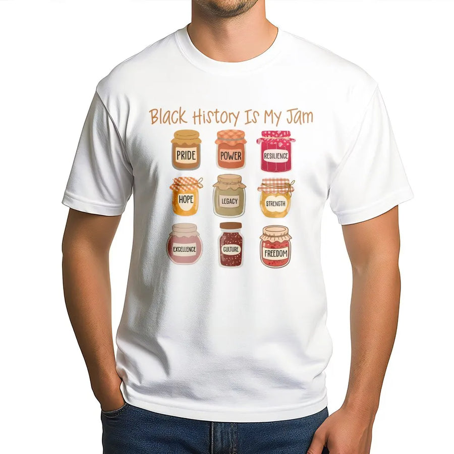 Black History Is My Jam T-Shirt | African American Heritage Pride Graphic Tee | Premium Cotton Soft Crewneck | Inspirational Gift For Teachers
