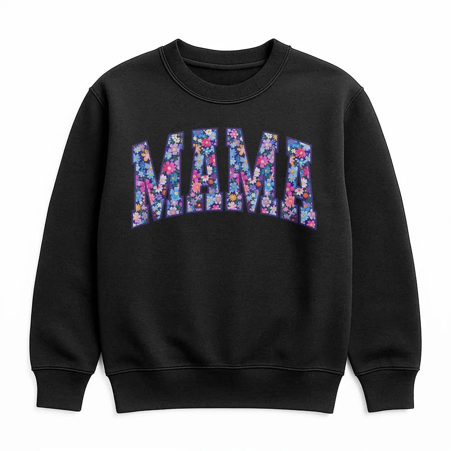 Mama Floral Sweatshirt | Retro Varsity Letters with Flower Print | Soft Cotton Blend Sweatshirt | Mothers Day Gift for Women